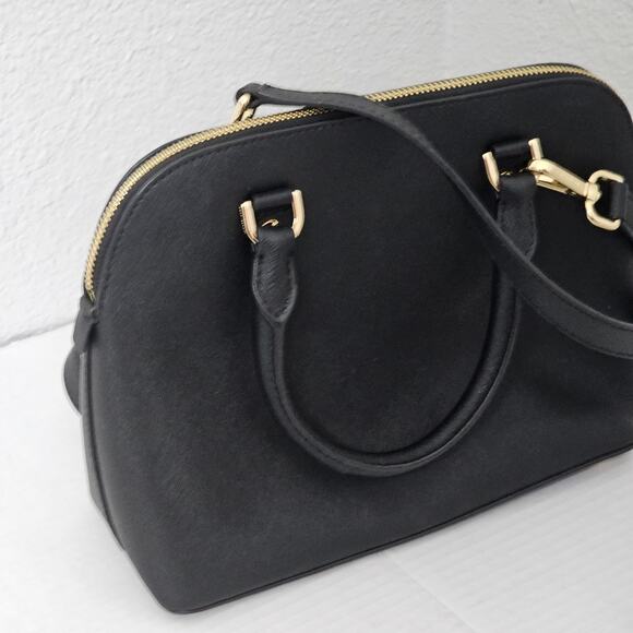 Michael Kors Black Saffiano Leather Center Stripe Dome Satchel - Picture 3 of 11